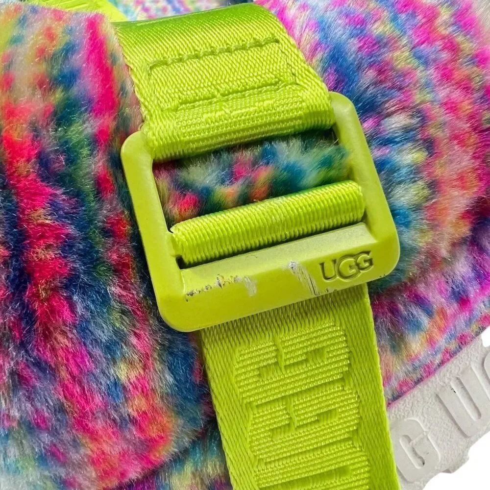 UGG Fluffita Pixelate Sherpa Platform Sandal Size 10